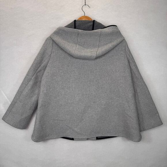 Zara Light Gray Hooded Wool Blend Coat Sz XL Minimalist Cozy ScandiStyle Fall - Picture 2 of 9
